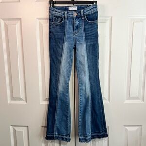 Flying Monkey Dark and Light Blue Flare Jeans